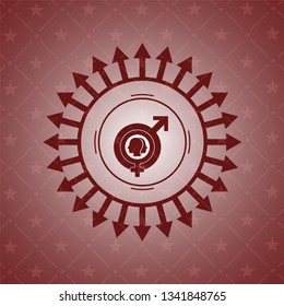 gender dysphoria icon inside retro style red emblem