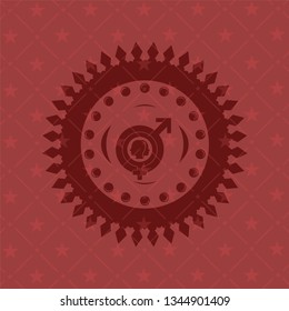 gender dysphoria icon inside retro style red emblem