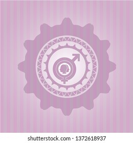 gender dysphoria icon inside retro style pink emblem