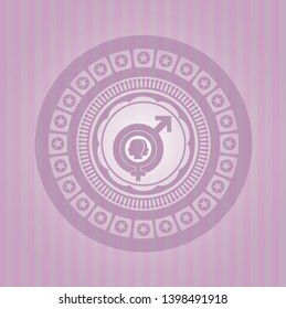 gender dysphoria icon inside retro style pink emblem