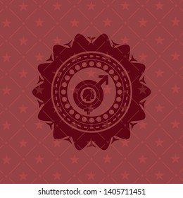 gender dysphoria icon inside retro style red emblem