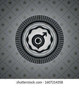 gender dysphoria icon inside retro style black emblem