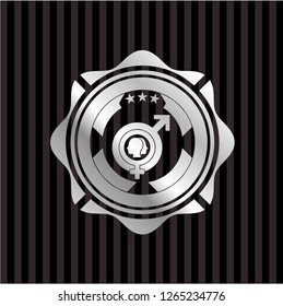gender dysphoria icon inside silver shiny badge