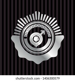 gender dysphoria icon inside silver shiny badge