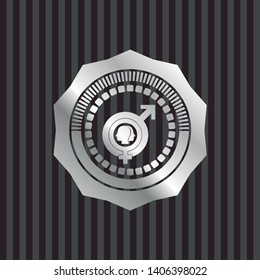 gender dysphoria icon inside silver badge