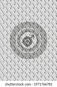gender dysphoria icon inside silver badge or emblem. Scales pattern. Vector Illustration. Detailed. 