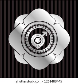 gender dysphoria icon inside silvery badge or emblem