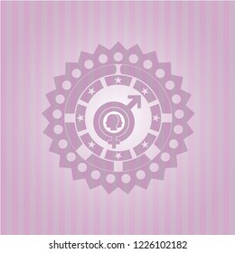 gender dysphoria icon inside vintage pink emblem