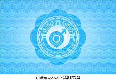 gender dysphoria icon inside water wave concept style badge.