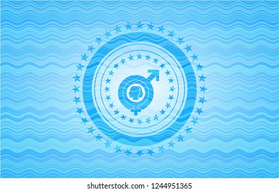 gender dysphoria icon inside water wave concept emblem background.