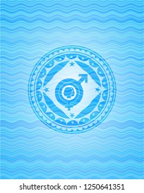 gender dysphoria icon inside water style badge.