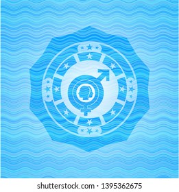 gender dysphoria icon inside water wave emblem background.