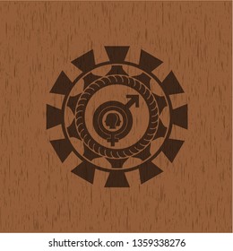 gender dysphoria icon inside wood emblem. Vintage.