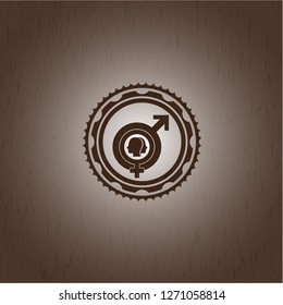 gender dysphoria icon inside wooden signboards