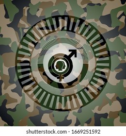 gender dysphoria icon on camo texture