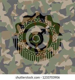 gender dysphoria icon on camouflage texture