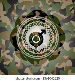 gender dysphoria icon on camouflage pattern