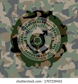 gender dysphoria icon on camouflage pattern. 