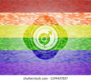 gender dysphoria icon on mosaic background with the colors of the LGBT flag