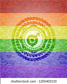 gender dysphoria icon on mosaic background with the colors of the LGBT flag