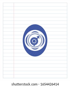 gender dysphoria icon pen strokes emblem. Blue ink. Vector Illustration. Detailed.