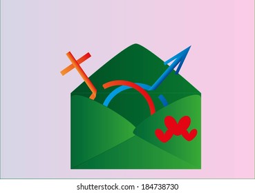 Gender Envelope with three hearts