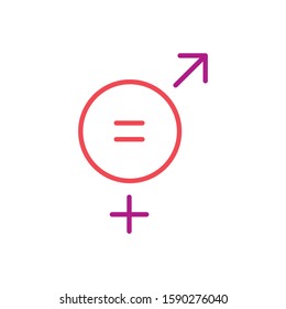 Gender equal sign vector icon. Men and women equal concept icon in linear design. Editable stroke.