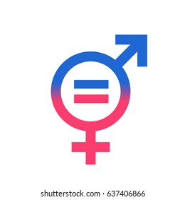 Gender Equal Sign Vector Icon. Men And Woomen Equal Concept Icon.