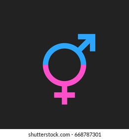 Gender Equal Sign Vector Icon. Men And Women Equal Concept Icon.