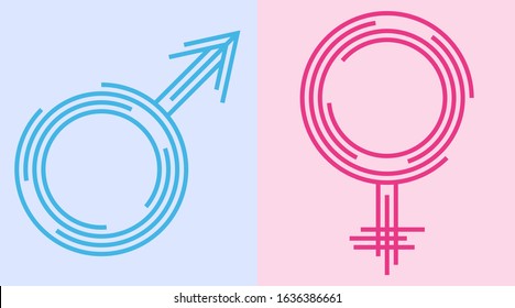 Gender equality. Abstract symbol of gender equality. Vector, cartoon illustration of a gender icon. Vector.