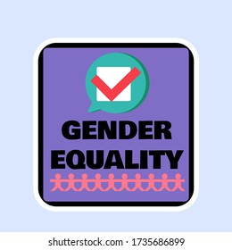 Gender equality badge flat design, stop discrimination sign. Sexual orientation and human rights protection label. Tolerance and support concept vector illustration