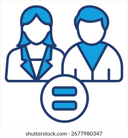 Igualdad de género Ilustración vectorial Blue Icon