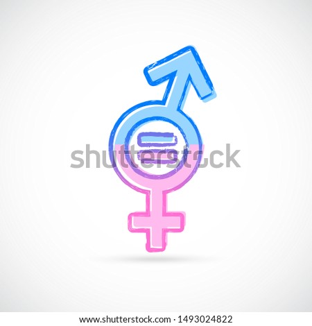 Gender equality brush stroke icon. Male and female equality concept. The equality of men and women. Equal rights concept. Women's rights.