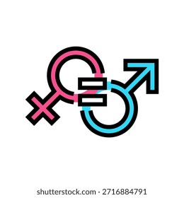 Icono de color de igualdad de género. Vector de igualdad de género. Ilustración de símbolo aislado