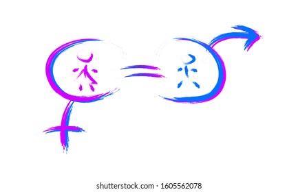 Gender equality, the concept of equality between men and women on an isolated background, vector illustration