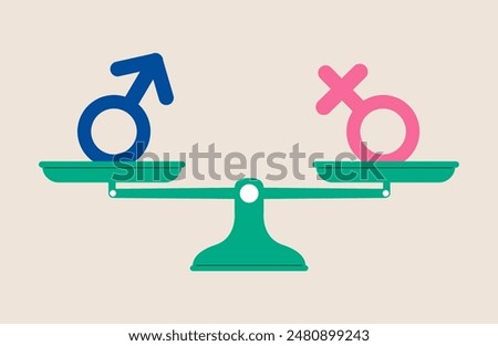 Gender equality concept. Colorful vector illustration

