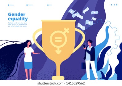 Gender equality concept. Equal rights and opportunities between men, women. Feminism movement to gender tolerance vector background