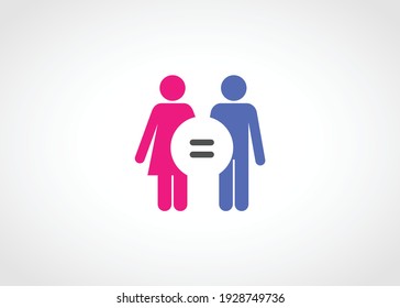 Gender Equality Concept Icon. Male And Female Figures In Pink And Blue. Equality Vector.