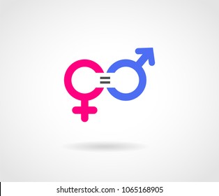 Gender Equality Concept Icon. Pink And Blue Gender Logos. Equality Vector.