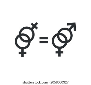 Gender Equality Concept. LGBT Rights. Gender Symbols, Editable Vector.