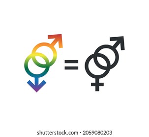 Gender Equality Concept. LGBT Rights. Gender Symbols, Editable Vector.