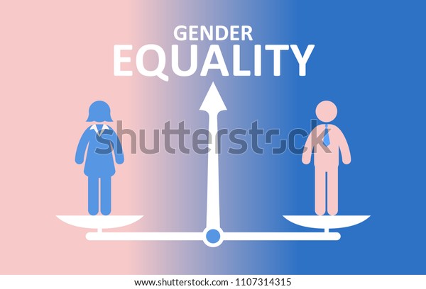 Gender Equality Concept Male Female Standing Stock Vector Royalty Free 1107314315