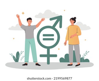 Gender Equality Concept Man Woman Next Stock Vector (Royalty Free ...