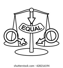 Gender equality concept. Sex equality vector symbol isolated. Woman and man equality metaphor. Male and female equality illustration idea.