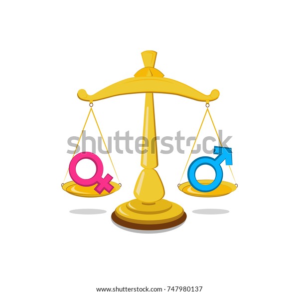 Vektor Stok Gender Equality Concept Gender Symbols Balancing Tanpa Royalti 747980137 7982