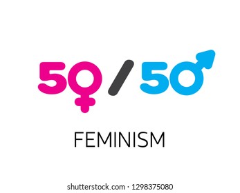 Gender equality concept. Gender symbols vector illustration in flat style