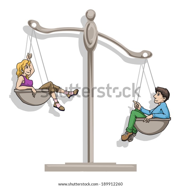 Gender Equality Concept Woman Man On Stock Vector Royalty Free 189912260