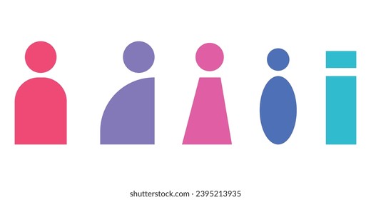 Gender equality and diversity concept Colour collection of human silhouette deffrent Icon isolated on white background