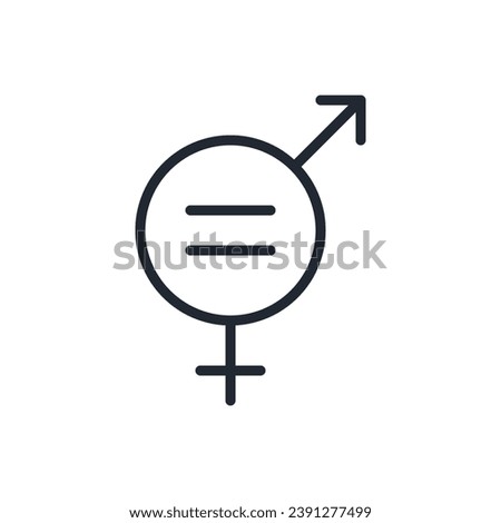 Gender equality editable stroke outline icon isolated on white background flat vector illustration. Pixel perfect. 64 x 64.