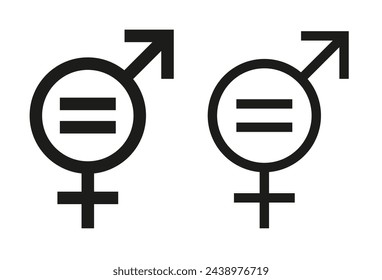 Gender Equality and Equity Icon Set. Unisex Opportunity and Fair Pay Symbol